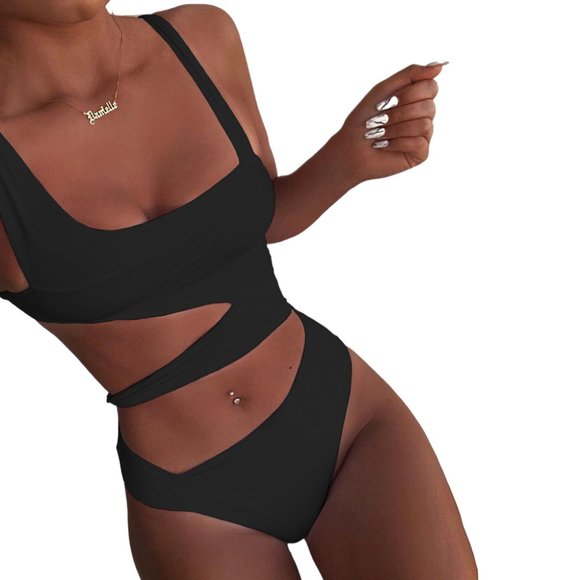 Bandage Cut-Out Knotted One-Piece Swimsuit in Black - Picture 10 of 10